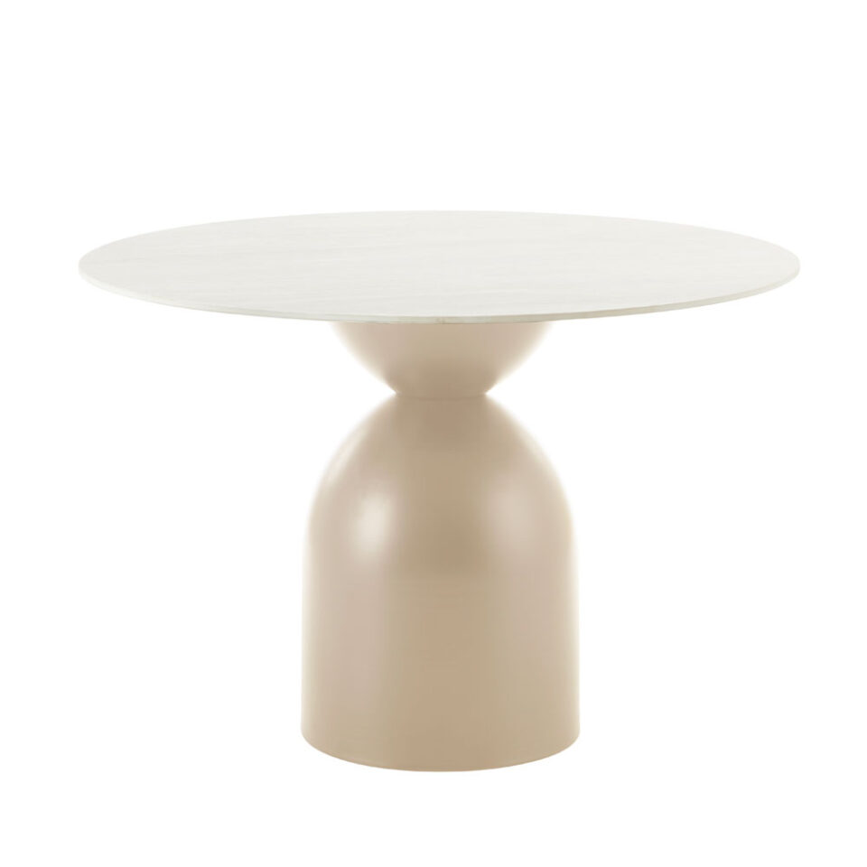 EARTH ΤΡΑΠΕΖΙ BEIGE ΜΕ ΟΨΗ ΜΑΡΜΑΡΟΥ 110x110x75cm