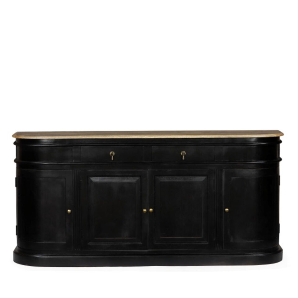 FRANCESA ΜΠΟΥΦΕΣ 4ΠΟΡΤΕΣ 2ΣΥΡΤΑΡΙΑ ΜΑΥΡΟ ΦΥΣΙΚΟ 180x42x90cm