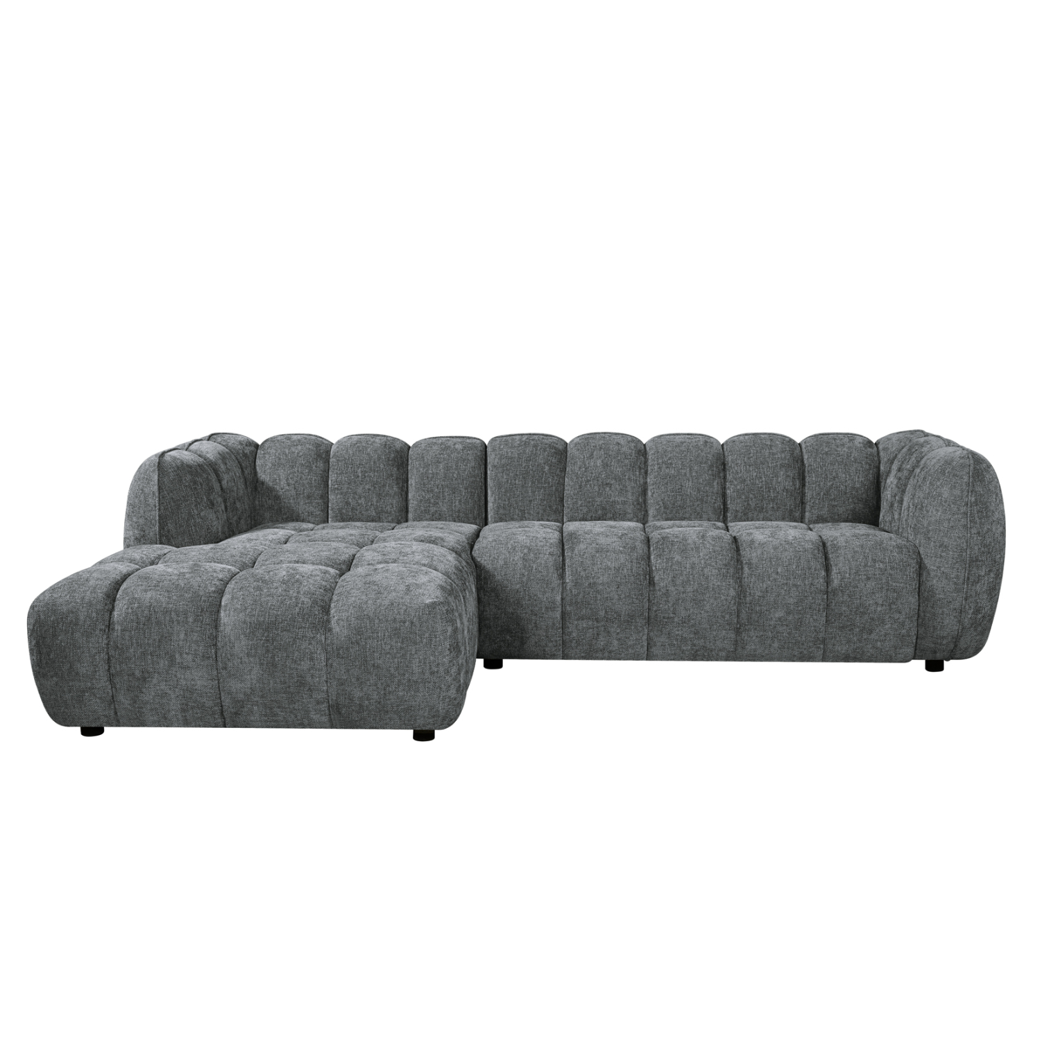 ΚΑΝΑΠΕΣ ΓΩΝΙΑ (ΑΡΙΣΤΕΡΗ) LYKKE ΓΚΡΙ ΥΦΑΣΜΑ 280x89-165(η γωνία)x70Υ εκ.