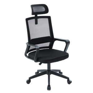 ΚΑΡΕΚΛΑ ΓΡΑΦΕΙΟΥ ΜΑΥΡO MESH & PP 61x62x123Υεκ
