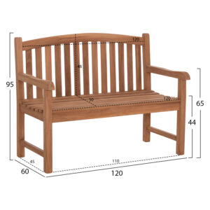 ΠΑΓΚΑΚΙ ΚΗΠΟΥ 2ΘΕΣΙΟ ELENA HM6651 ΞΥΛΟ TEAK--ΦΥΣΙΚΟ 120x60x95Υεκ.